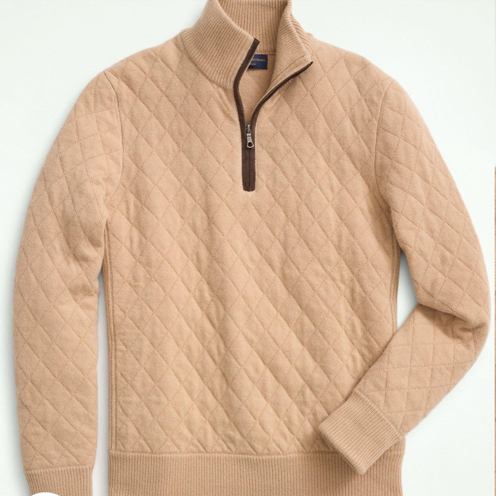 Men’s wool cashmere quilted half-zip (Brooks Brothers)